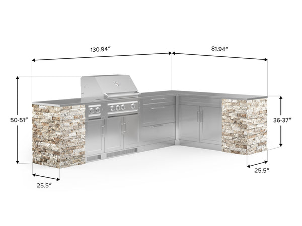 NewAge Products Outdoor Kitchen Signature Series 6 Piece Cabinet Set with  33 in. Natural Gas Platinum Grill