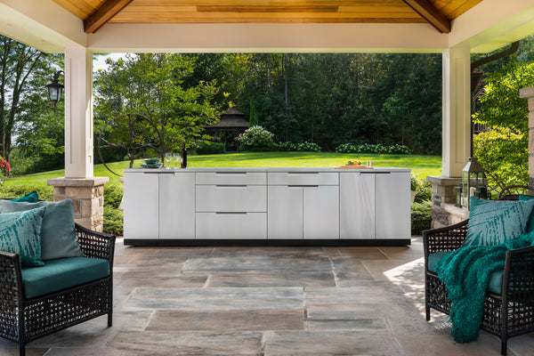 Outdoor Kitchen Stainless Steel 2 Piece Cabinet Set with 3 Drawer Cabi NewAge Products