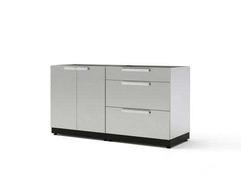 Outdoor Kitchen Stainless Steel 2 Piece Cabinet Set with 3-Drawer Cabinet and 2-Door Cabinet