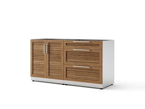 Outdoor Kitchen Stainless Steel Louvered Doors 2 Piece Cabinet Set with 3-Drawer Cabinet and 2-Door Cabinet