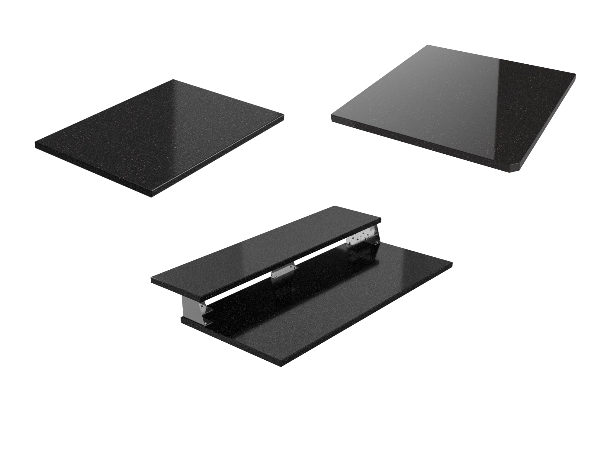 Black Galaxy Granite Countertop Bundle: 36 in. Countertop, 54 in. Bar Shelf Countertop 2 Side Extended, 90 Degree Corner, Bar Bracket