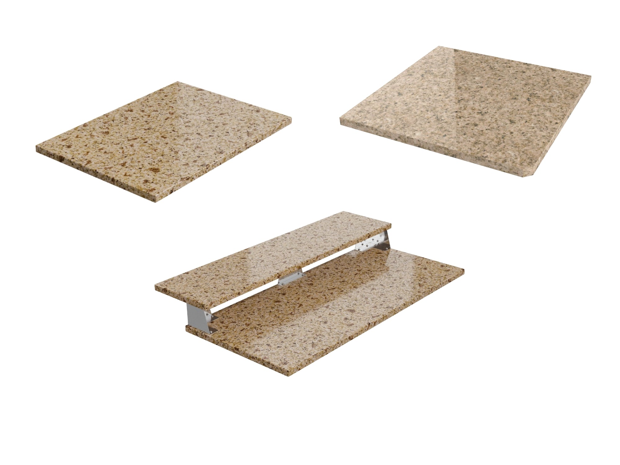 Gold Sand Granite Countertop Bundle: 36 in. Countertop, 54 in. Bar Shelf Countertop 2 Side Extended, 90 Degree Corner, Bar Bracket