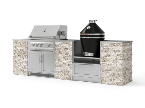 Outdoor Kitchen Signature Series 9 Piece Cabinet Set With Kamado, Platinum Grill and Grill Cabinet