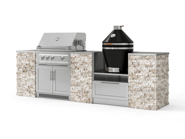 Outdoor Kitchen Signature Series 9 Piece Cabinet Set With Kamado, Plat ...