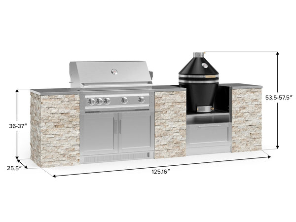 Outdoor Kitchen Signature Series 9 Piece Cabinet Set With Kamado, 40 i ...