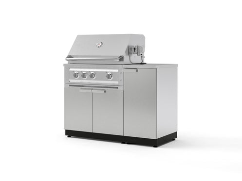 Outdoor Grill Island Stainless-Steel 4 Piece Cabinet Set with 1 Door, Grill Cabinet, Platinum Grill and Countertop
