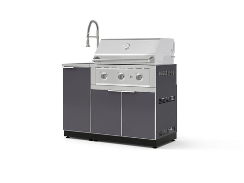 Outdoor Grill Island Aluminum 3 Piece Cabinet Set with Sink, Grill Cabinet, and Performance Grill