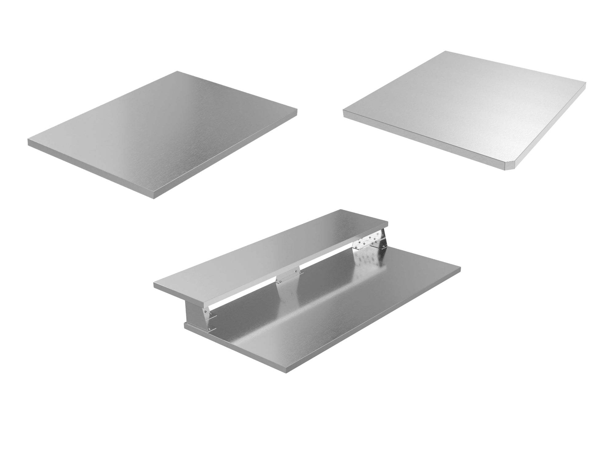 Signature Outdoor Kitchen Cabinet Stainless Steel Countertop Bundle: 36 in. Countertop, 54 in. Bar Shelf Countertop 2 Side Extended, 90 Degree Corner, Bar Bracket