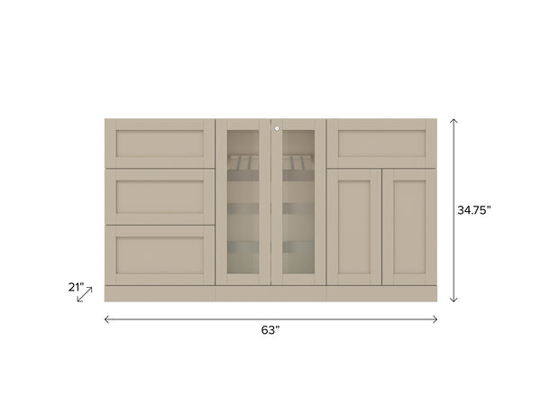 Home Bar 3 Piece Cabinet Set with Display Cabinet - 21 in. - NewAge ...