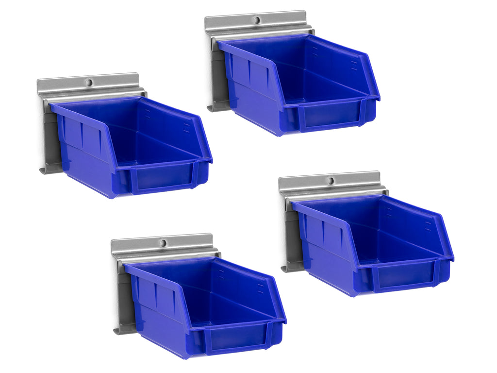 PVC Slatwall Blue Parts Bins with Parts Bins Support (Pack of 4) - NewAge  Products