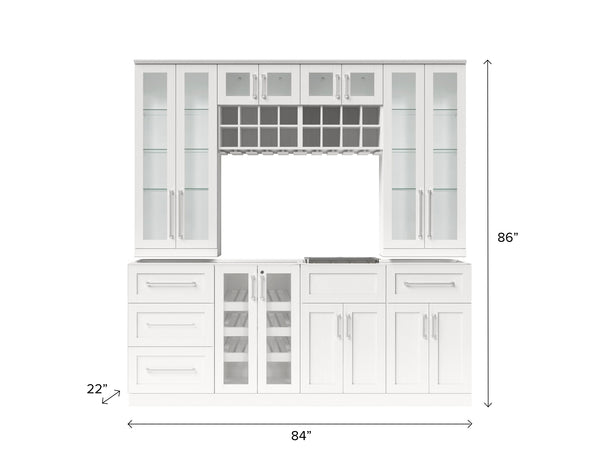 Home Bar 9 Piece Cabinet Set with Wall Rack, Wall, Sink Cabinet, and S ...