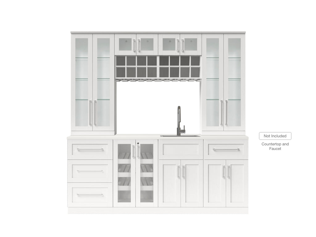 Home Bar 9 Piece Set with Wall Rack, Wall, Sink and S