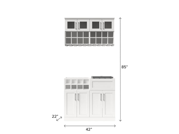 Home Bar 5 Piece Cabinet Set with Wall Racks, Sink Cabinet, and Sink ...