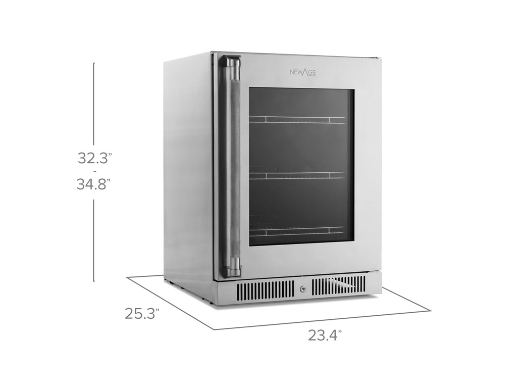 24 in. UnderCounter Fridge with Glass Door NewAge Products
