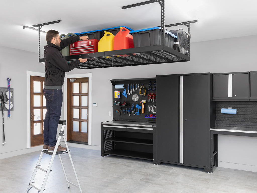 Versa Rack Conversion VersaRac Pro 4 ft. x 8 ft. Height-Adjustable Overhead Rack in Black ...