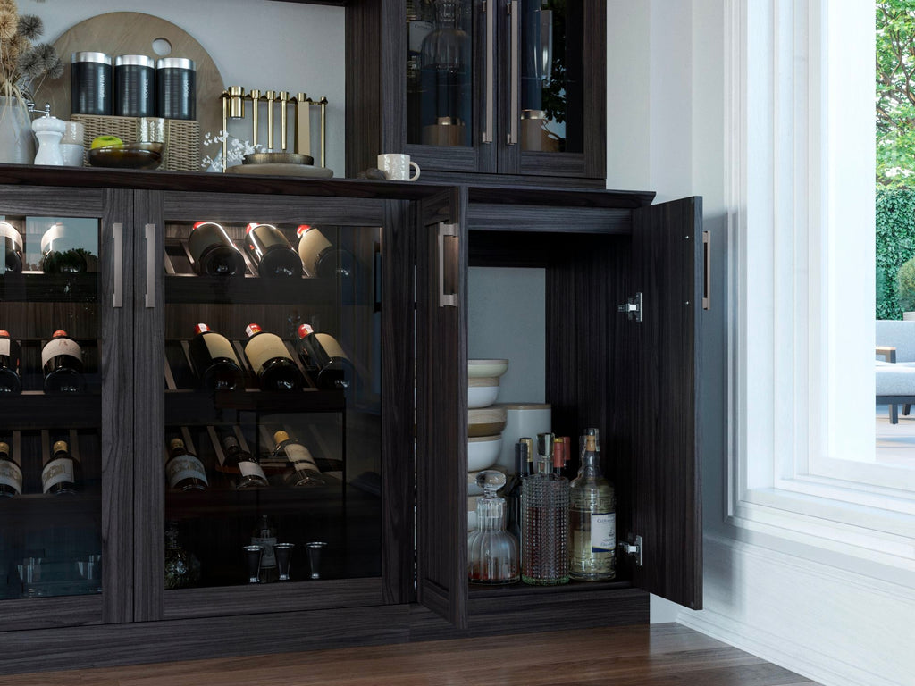 Home Bar 7 Piece Set with Wide Display and Short Wall