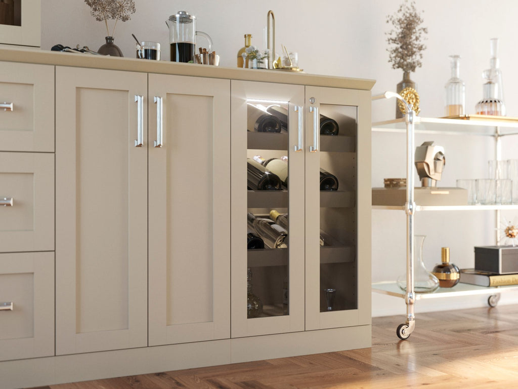 Home Bar 7 Piece Set with Wide Display and Short Wall